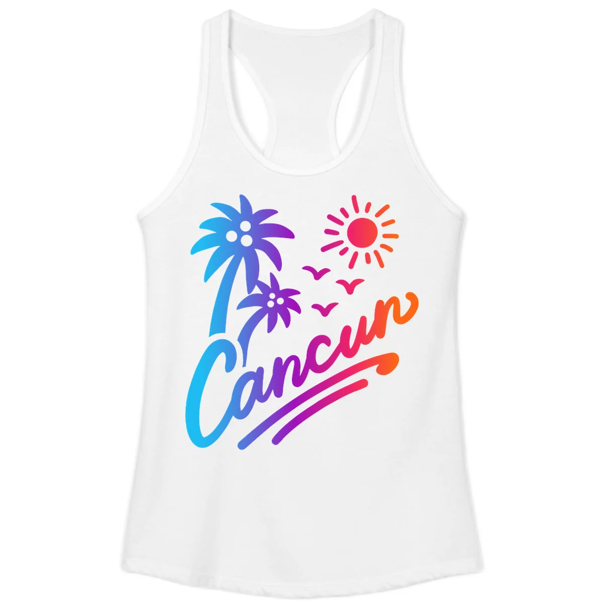 Tropical Paradise Cruise Vibes Ladies Tank in White