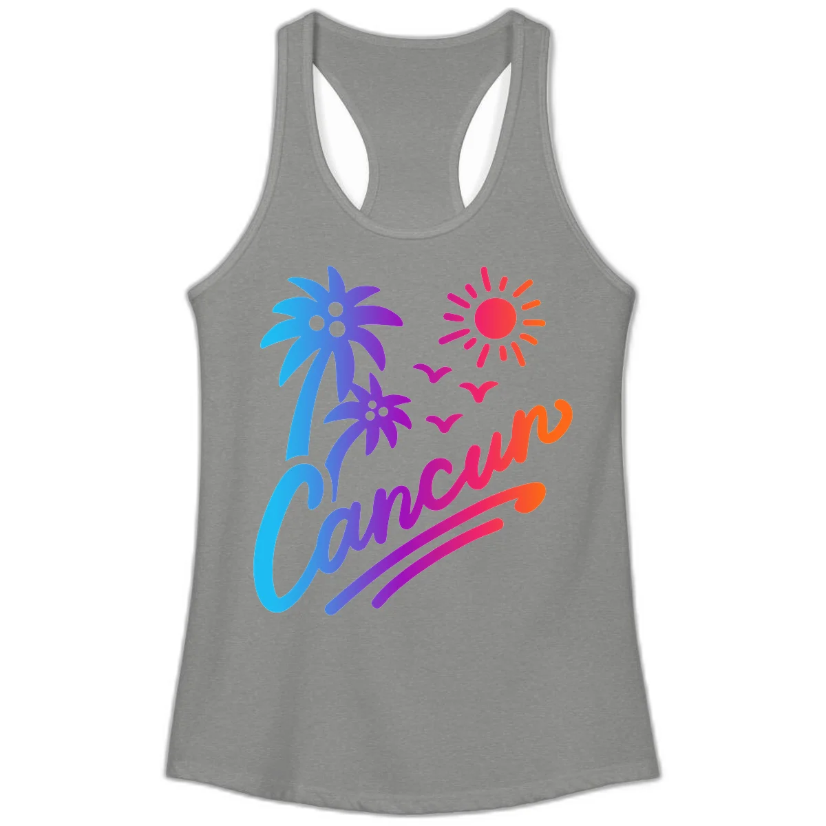 Tropical Paradise Cruise Vibes Ladies Tank in Heather Grey