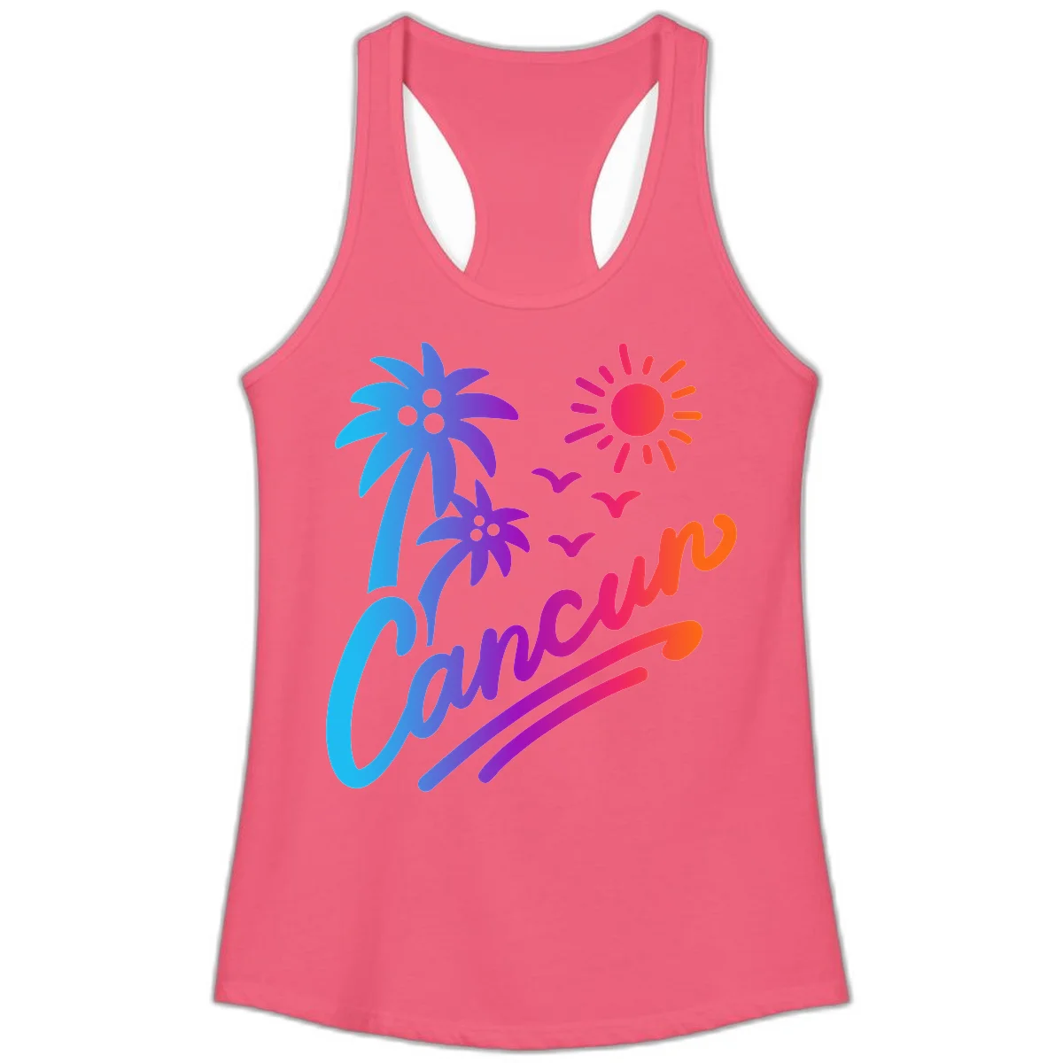 Tropical Paradise Cruise Vibes Ladies Tank in Hot Pink