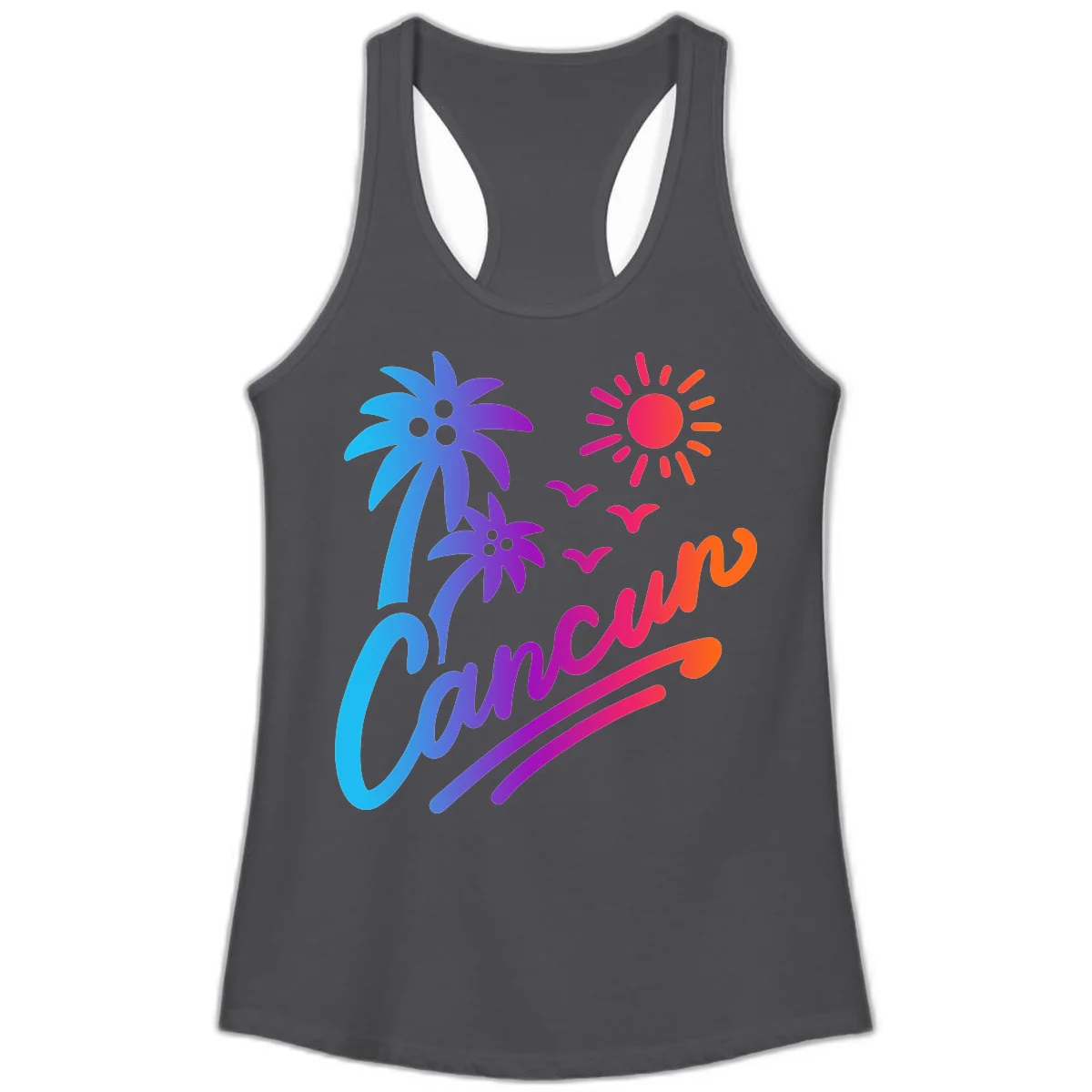 Tropical Paradise Cruise Vibes Ladies Tank in Solid Dark Gray