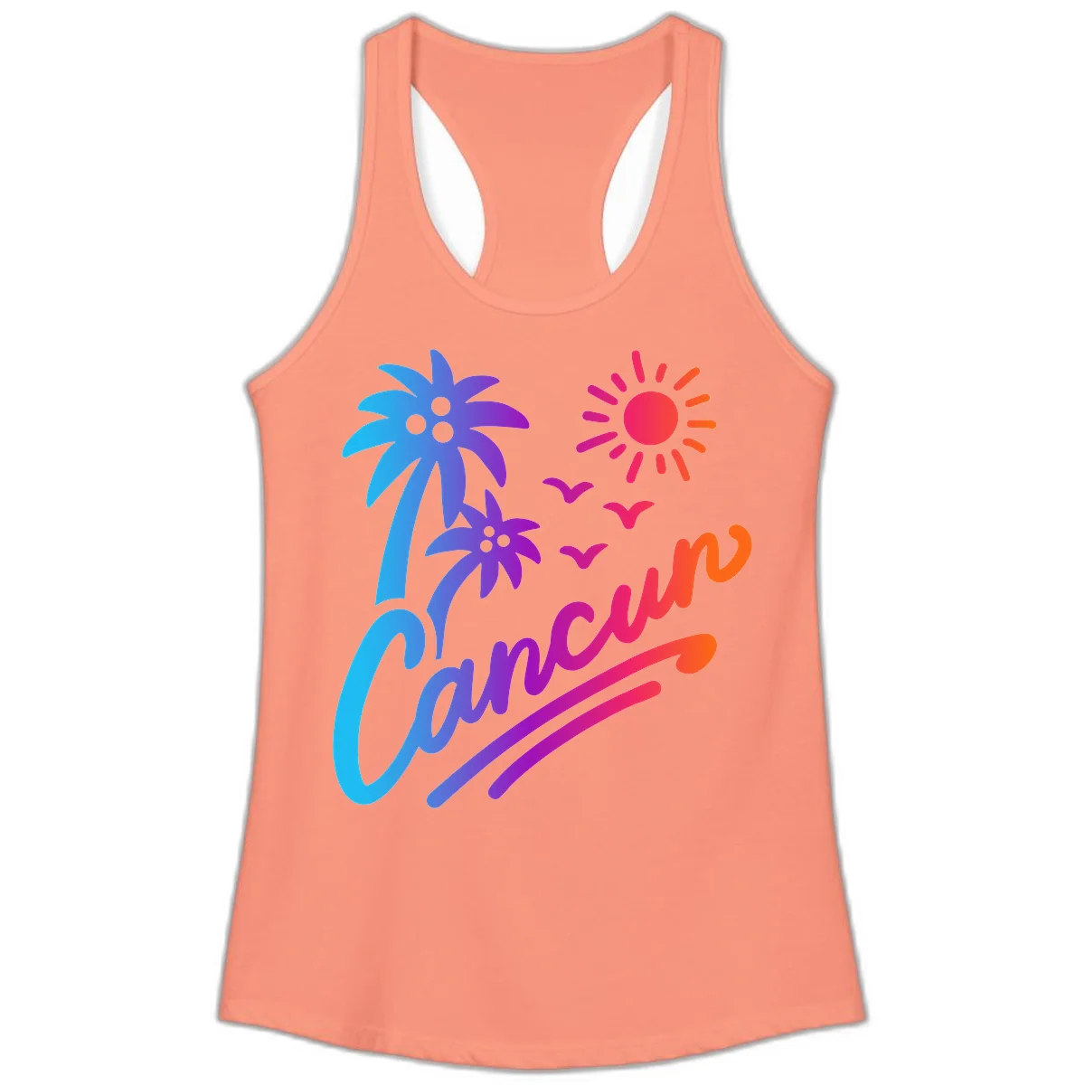 Tropical Paradise Cruise Vibes Ladies Tank in Solid Light Orange