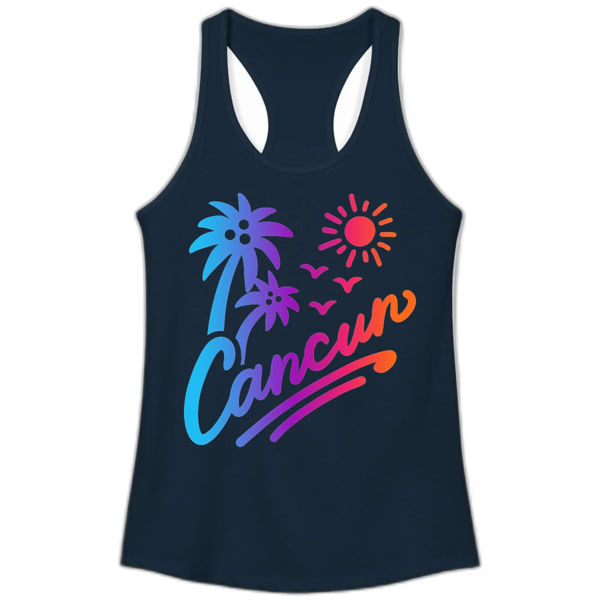 Tropical Paradise Cruise Vibes Ladies Tank in Solid Midnight Navy