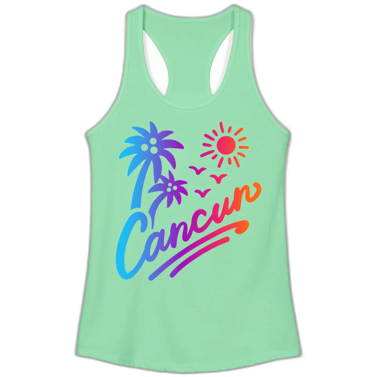 Tropical Paradise Cruise Vibes Ladies Tank in Solid Mint