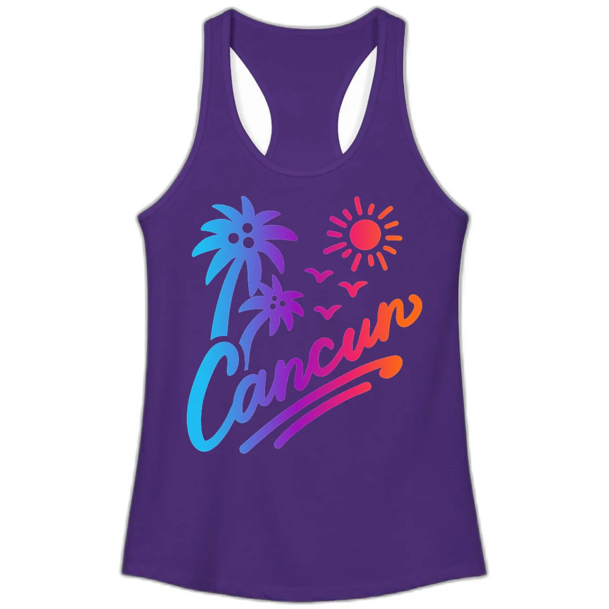Tropical Paradise Cruise Vibes Ladies Tank in Solid Purple Rush