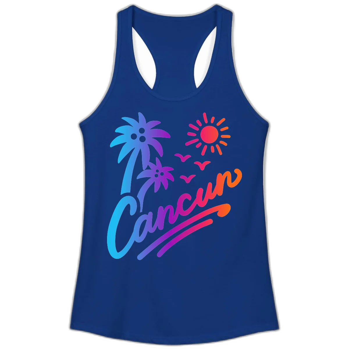 Tropical Paradise Cruise Vibes Ladies Tank in Solid Royal