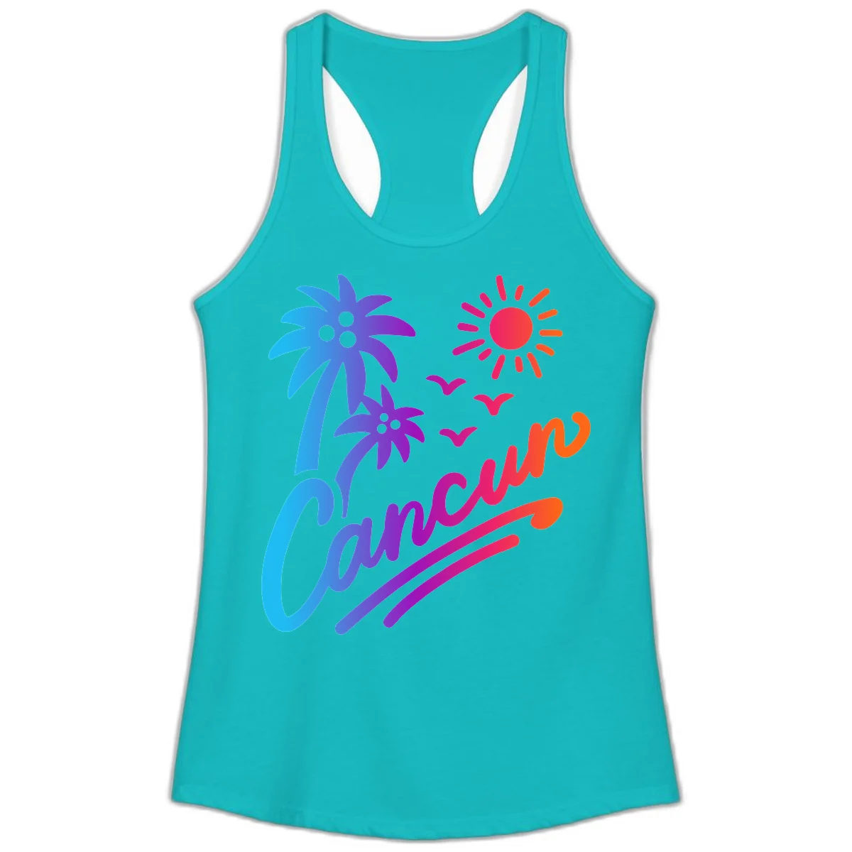 Tropical Paradise Cruise Vibes Ladies Tank in Tahiti Blue