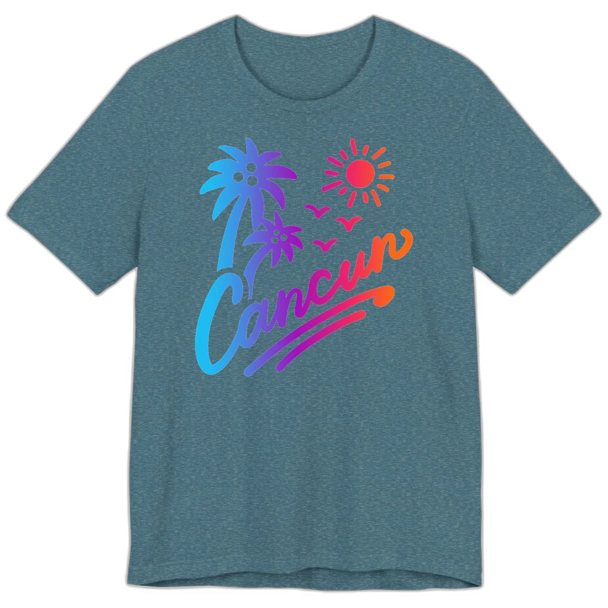 Tropical Paradise Cruise Vibes Premium T-Shirt in Heather Deep Teal
