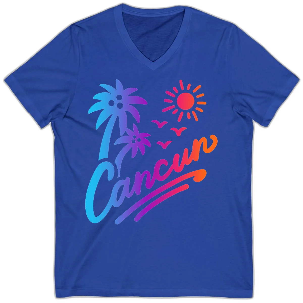 Tropical Paradise Cruise Vibes V-Neck in True Royal