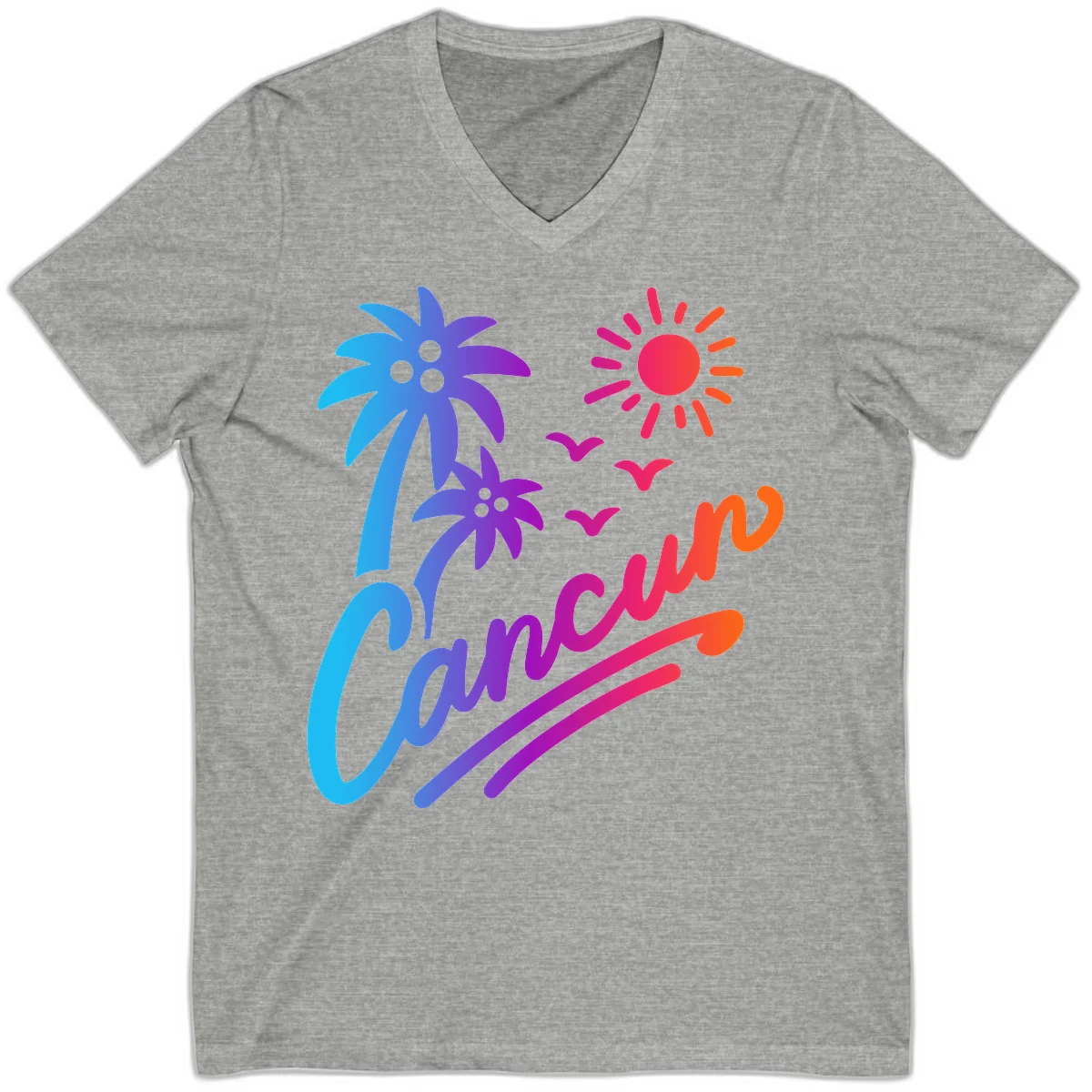 Tropical Paradise Cruise Vibes V-Neck in Athletic Heather