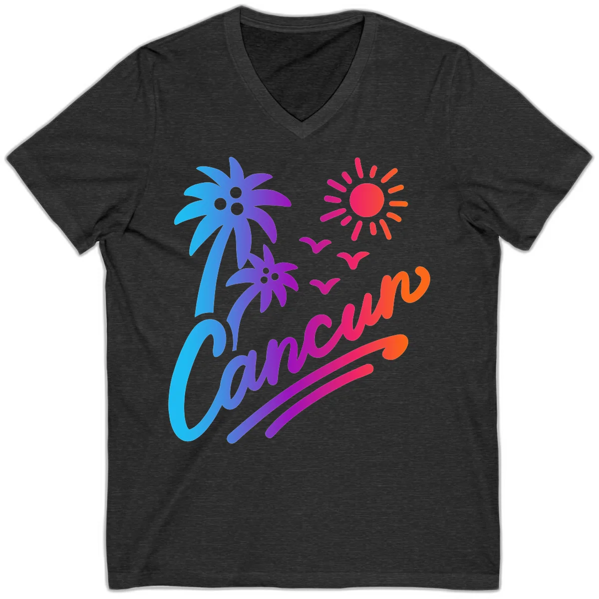 Tropical Paradise Cruise Vibes V-Neck in Dark Grey Heather