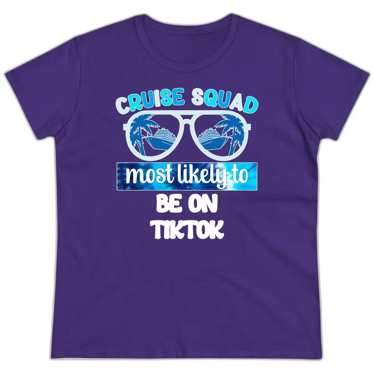 Cruise Squad Most Likely To TikTok Ladies Tee in Purple