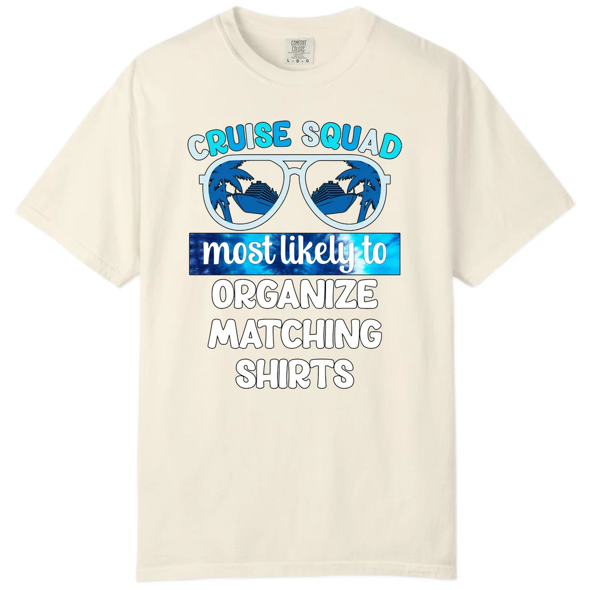 Cruise Squad Sunglasses Comfort Color T-Shirt in Ivory