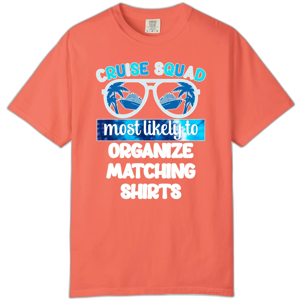Cruise Squad Sunglasses Comfort Color T-Shirt in Bright Salmon