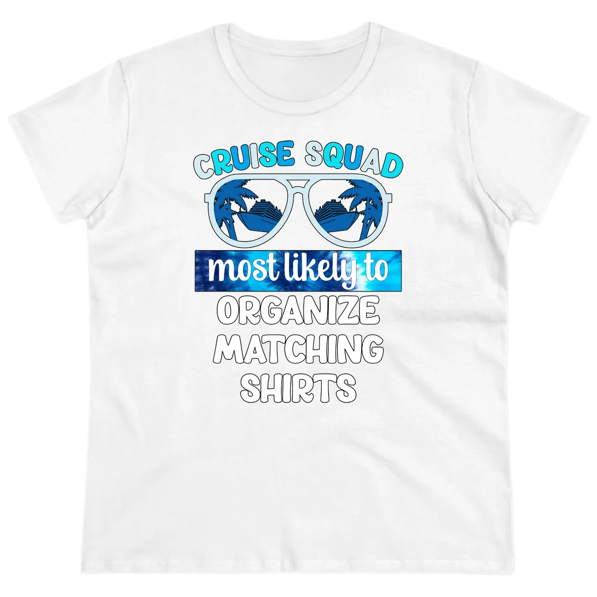 Cruise Squad Sunglasses Ladies Tee in White