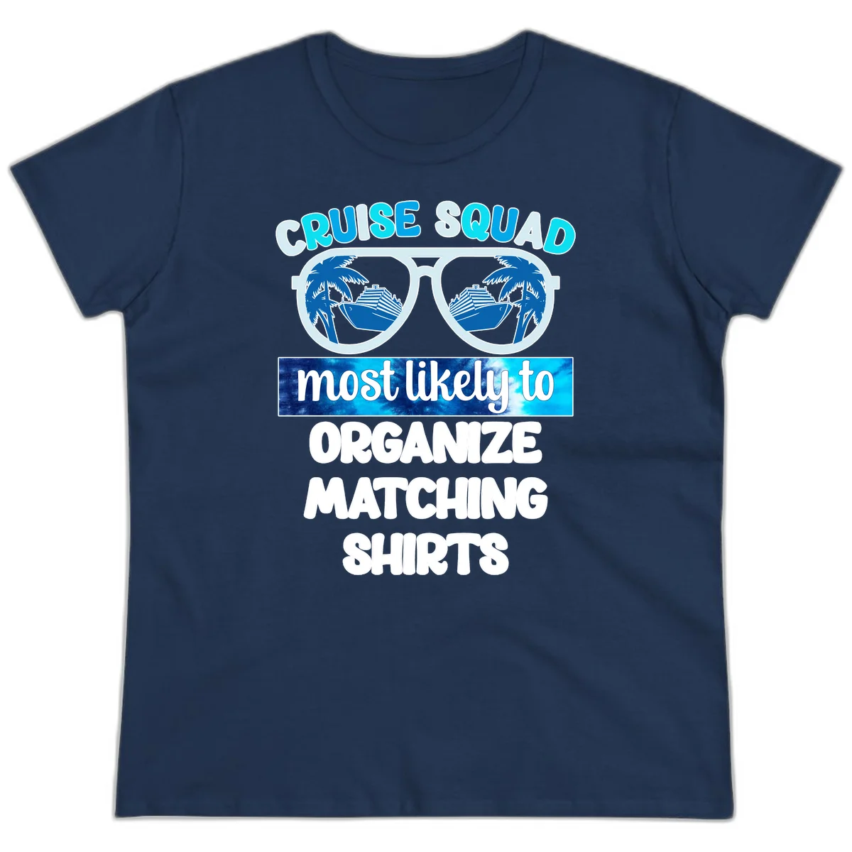 Cruise Squad Sunglasses Ladies Tee in Navy