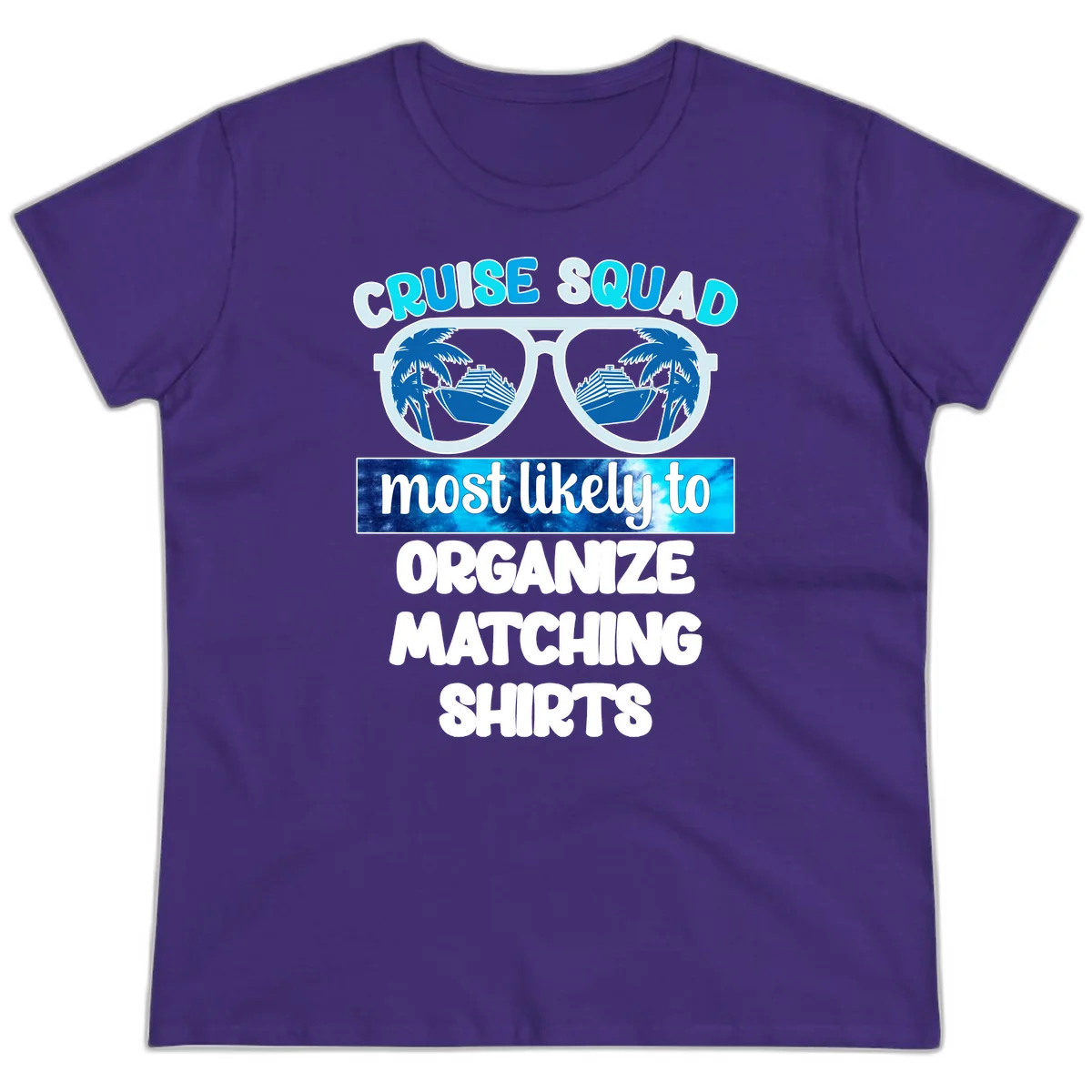 Cruise Squad Sunglasses Ladies Tee in Purple