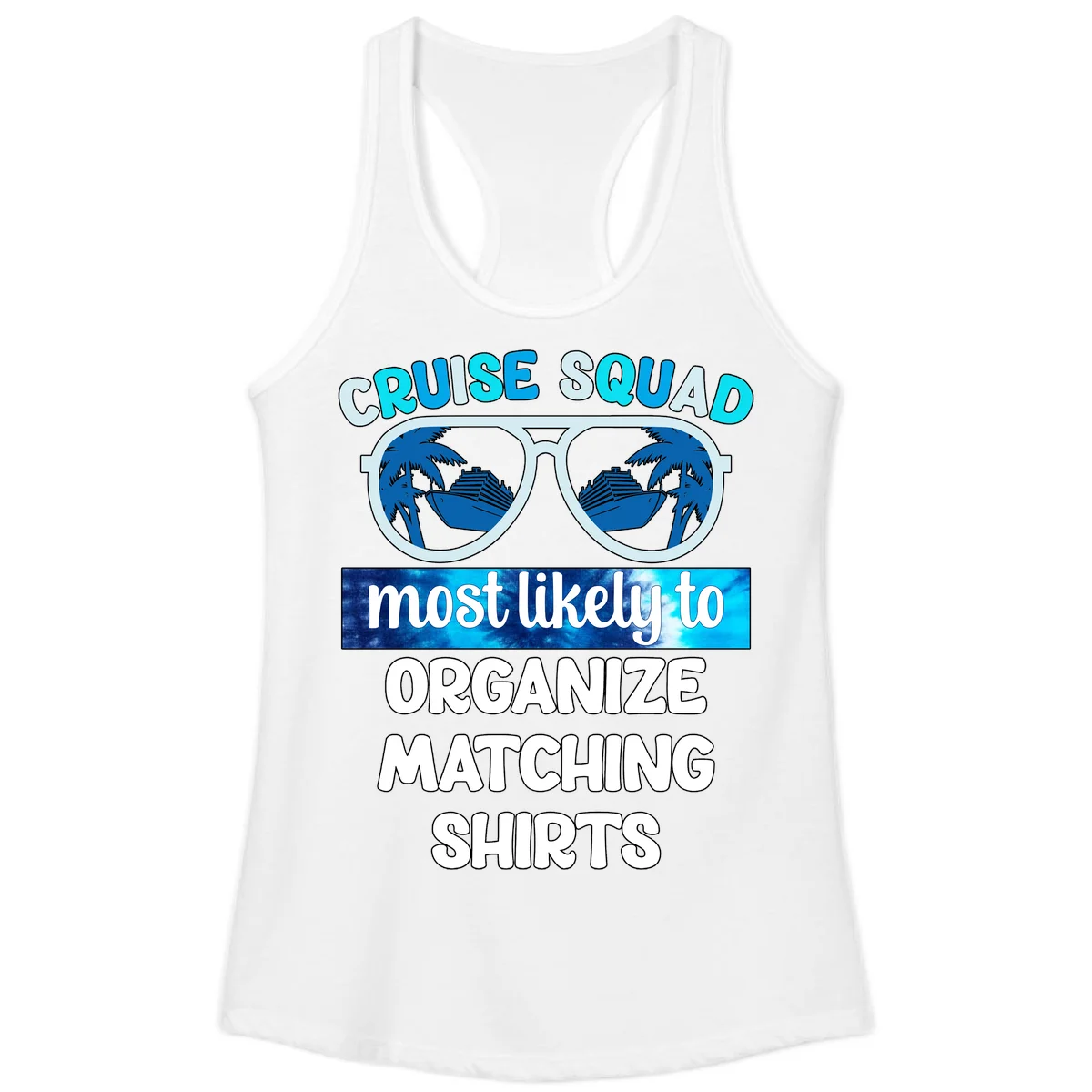 Cruise Squad Sunglasses Ladies Tank in White