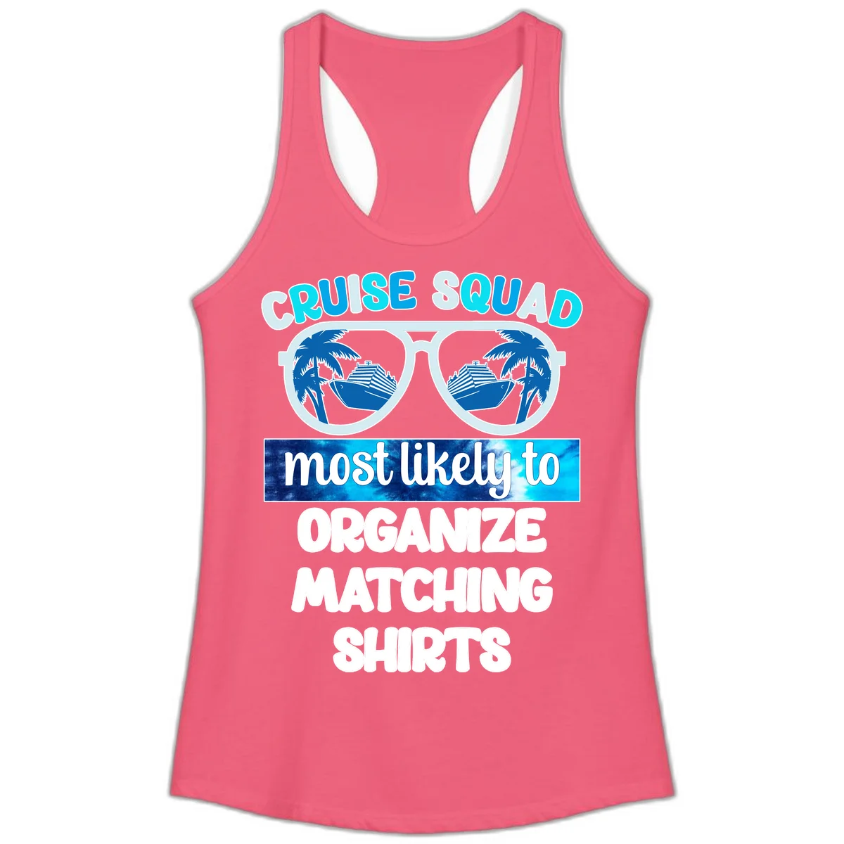 Cruise Squad Sunglasses Ladies Tank in Hot Pink