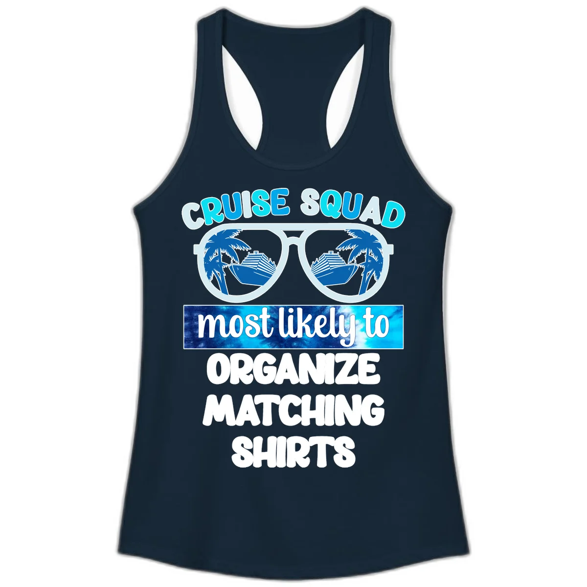 Cruise Squad Sunglasses Ladies Tank in Solid Midnight Navy