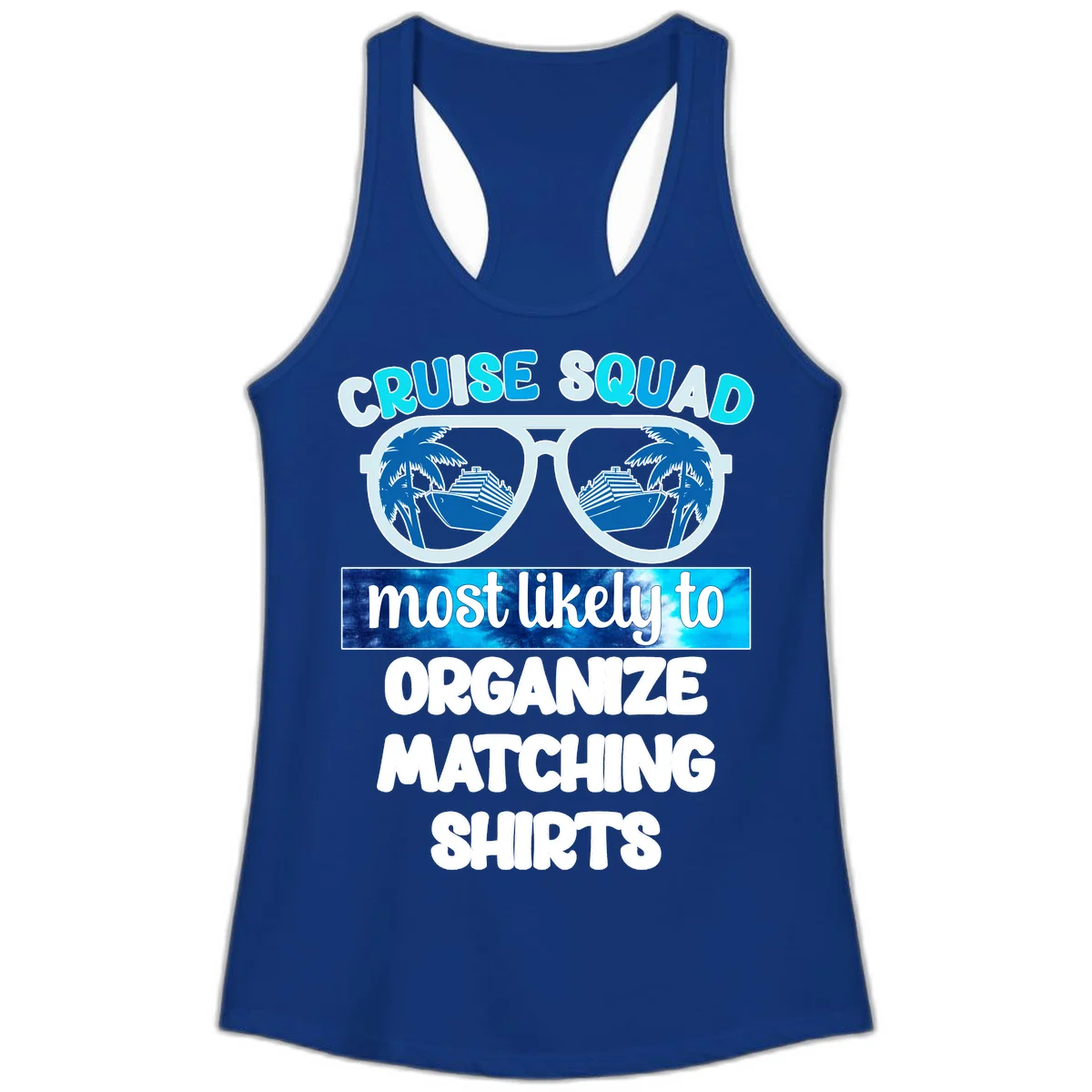 Cruise Squad Sunglasses Ladies Tank in Solid Royal