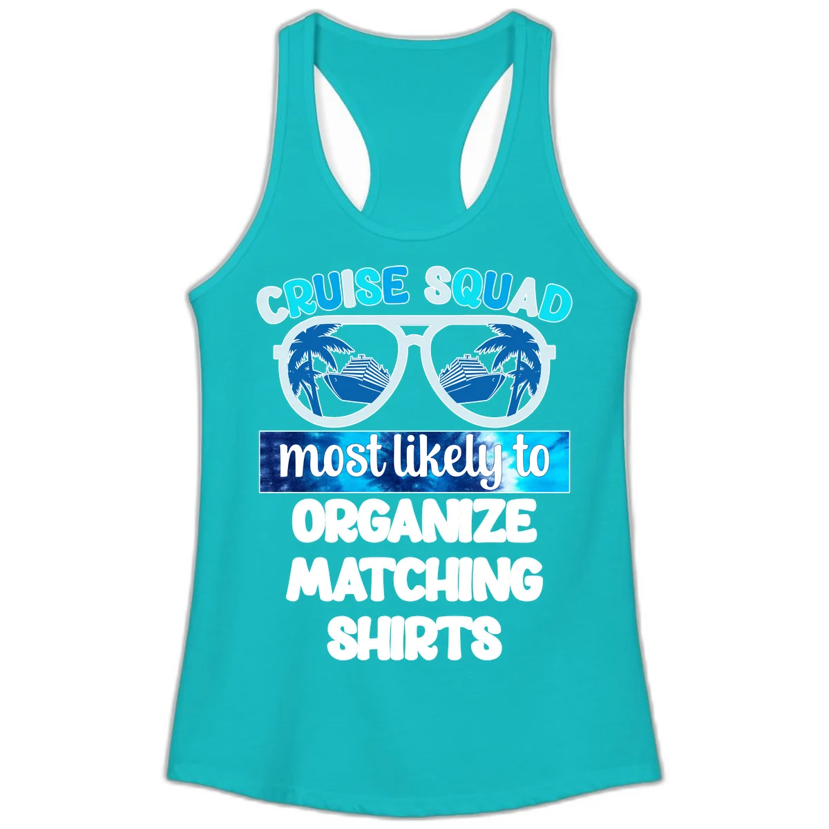 Cruise Squad Sunglasses Ladies Tank in Tahiti Blue