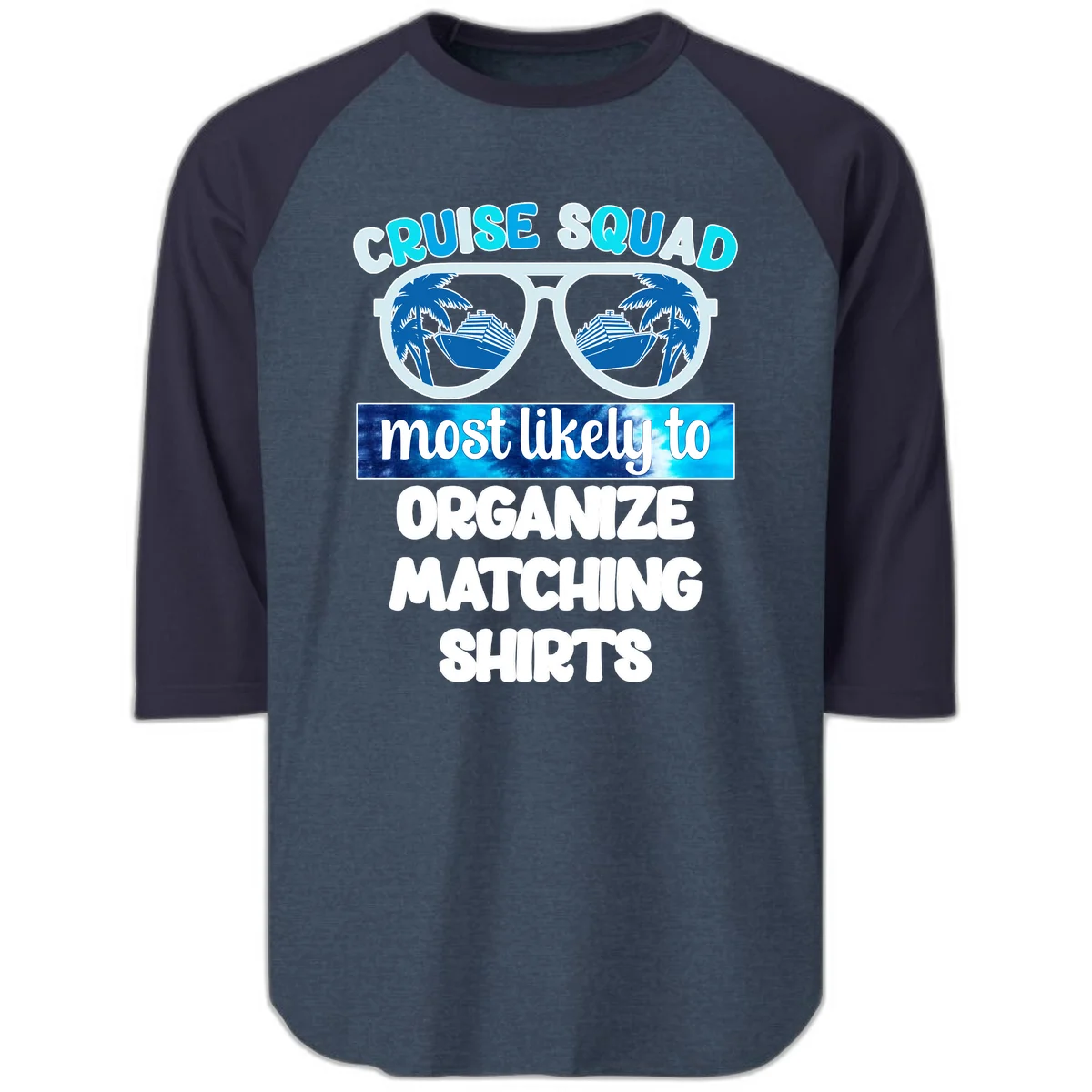 Cruise Squad Sunglasses Raglan 3/4 in Heather Denim Navy