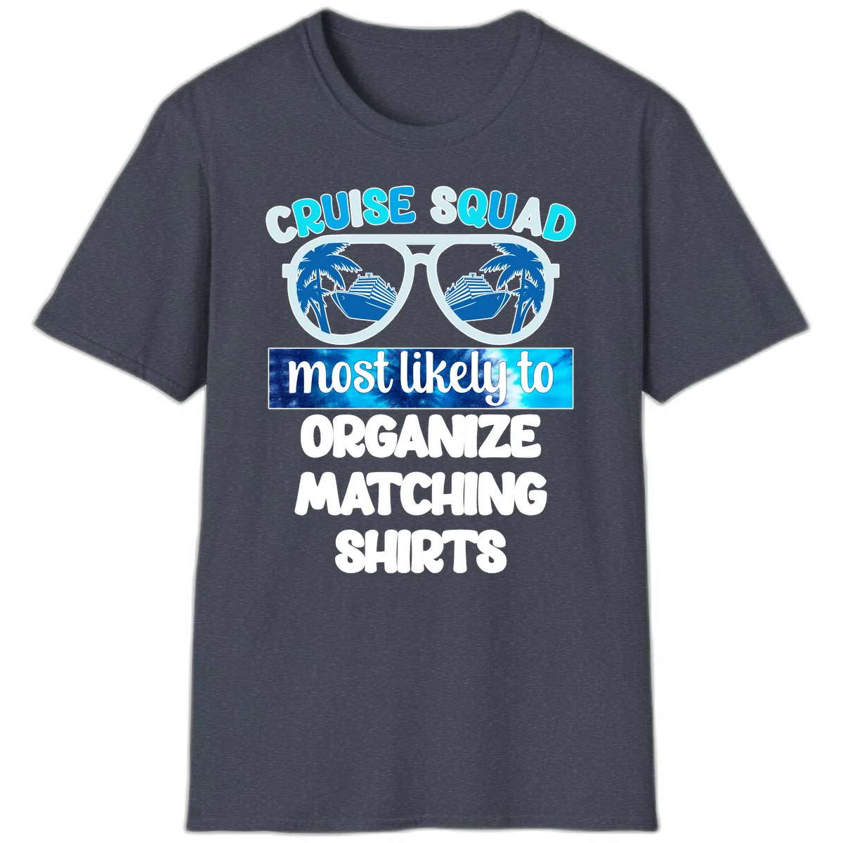 Cruise Squad Sunglasses T-Shirt in Heather Navy