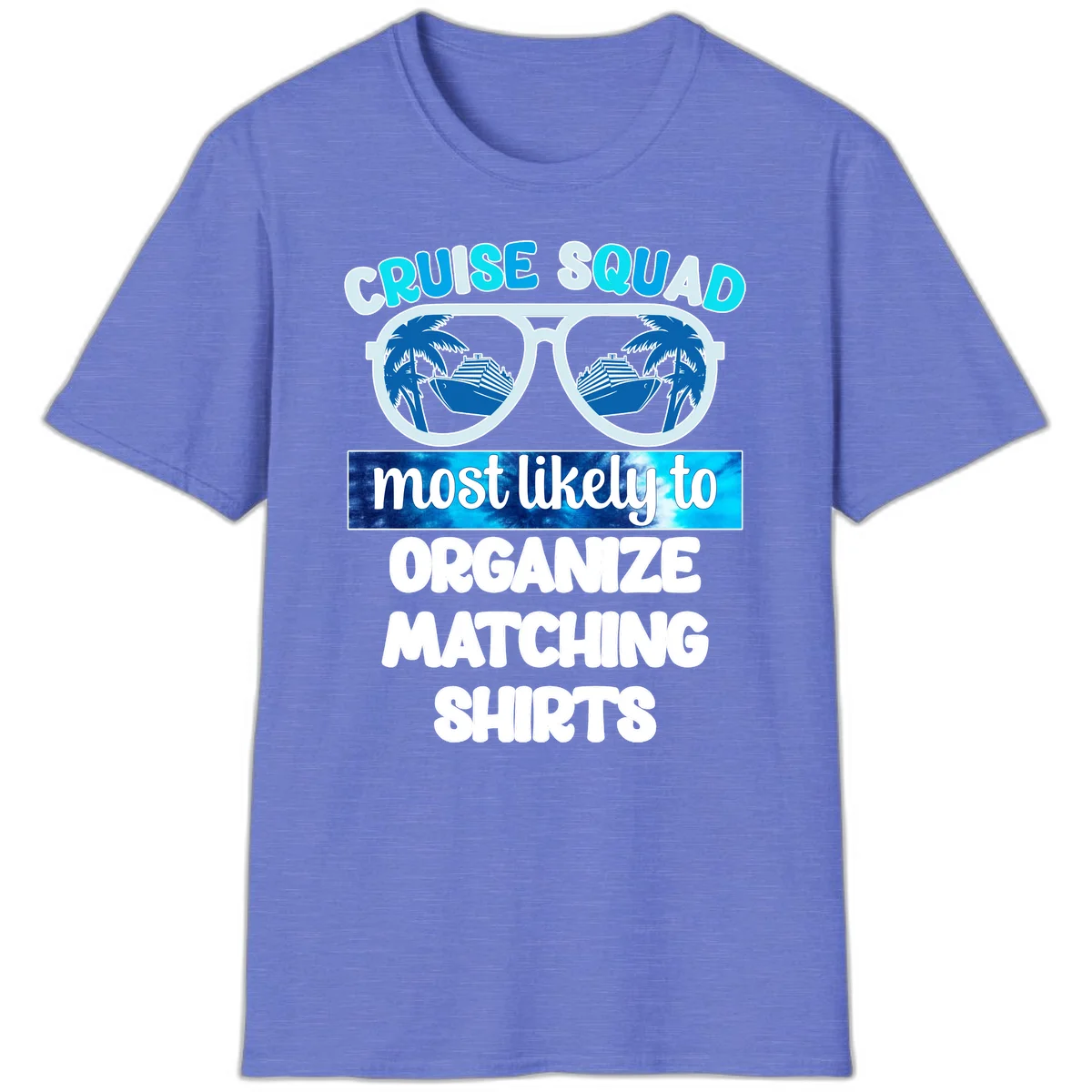 Cruise Squad Sunglasses T-Shirt in Heather Royal