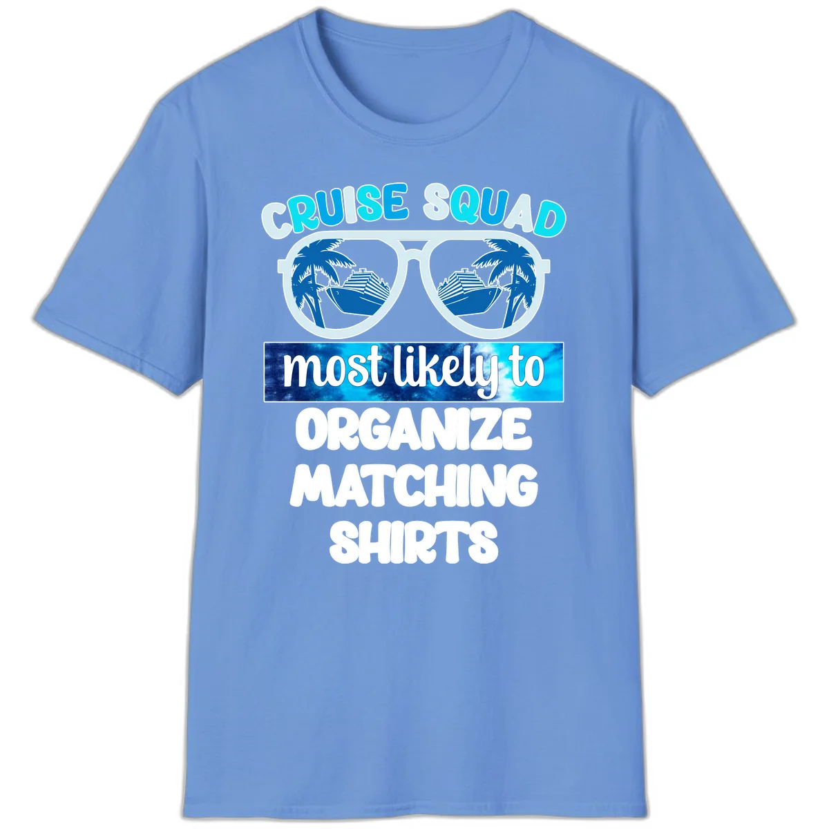 Cruise Squad Sunglasses T-Shirt in Carolina Blue