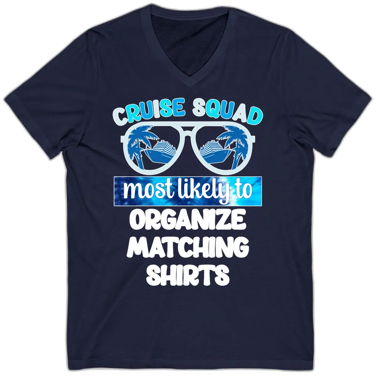 Cruise Squad Sunglasses V-Neck in Navy