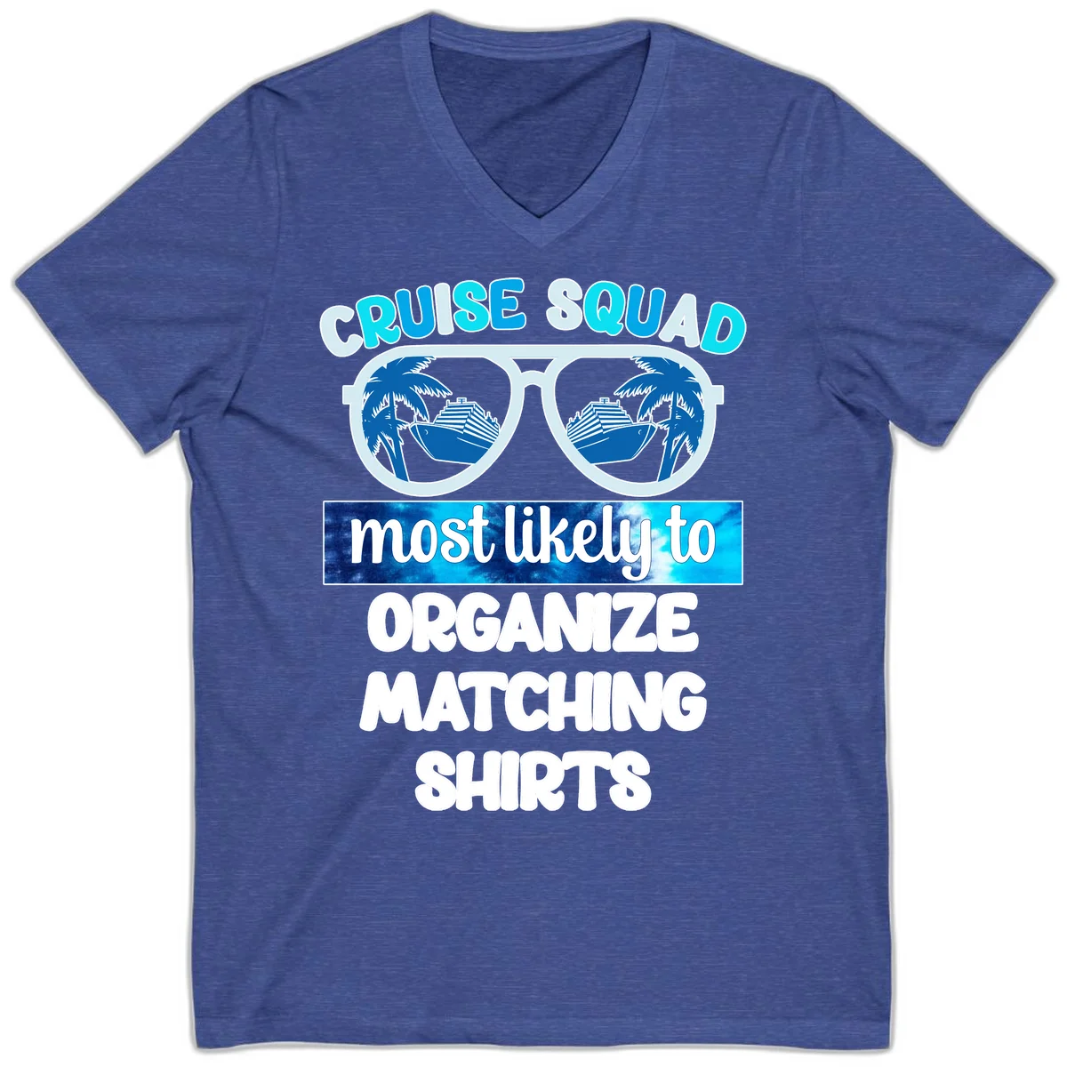 Cruise Squad Sunglasses V-Neck in Heather True Royal