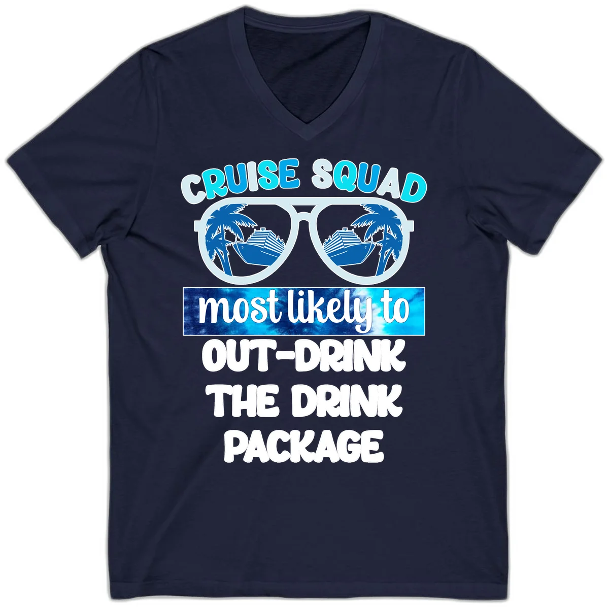 Cruise Squad Out-Drink The Package V-Neck in Navy