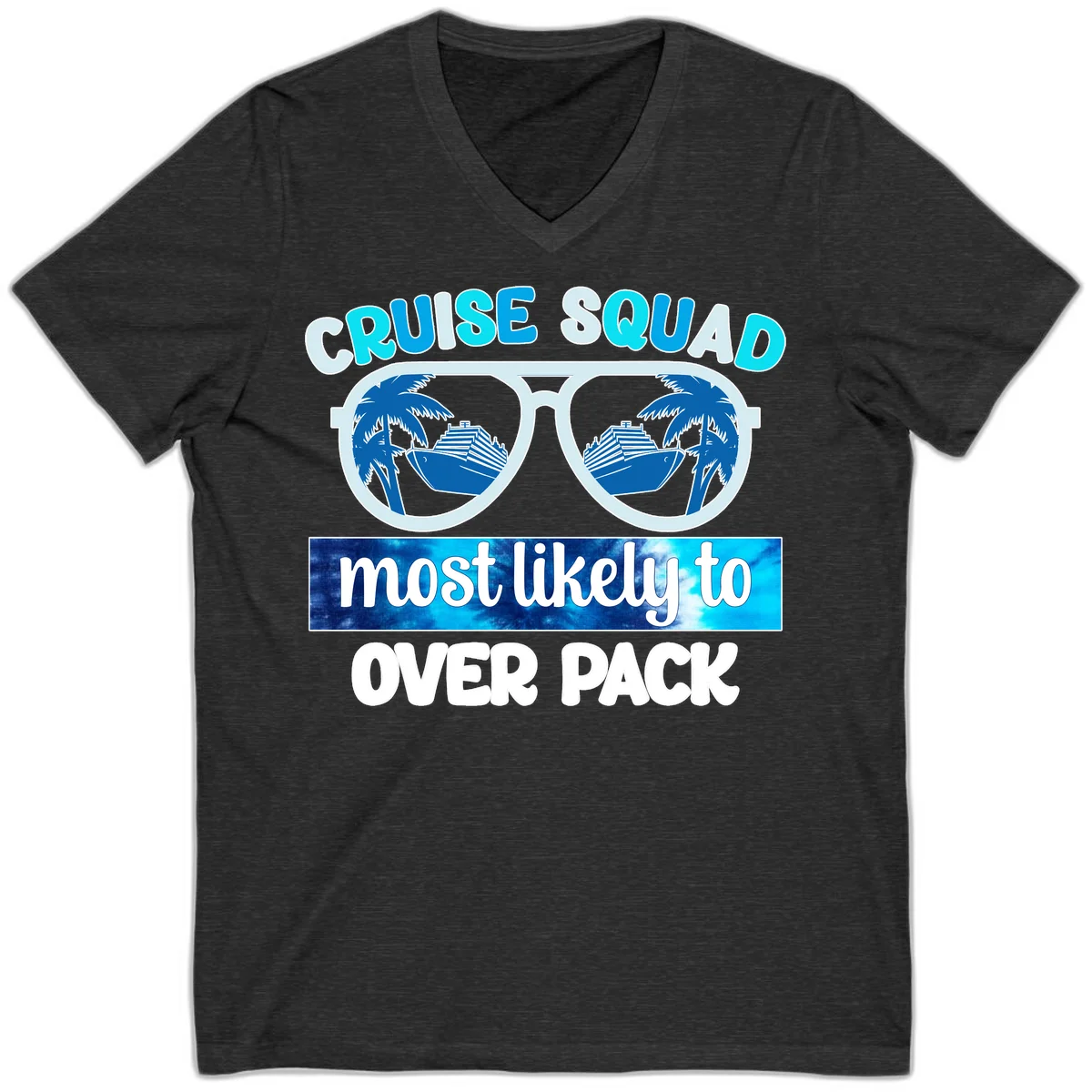 Cruise Squad Most Likely To Overpack V-Neck in Dark Grey Heather