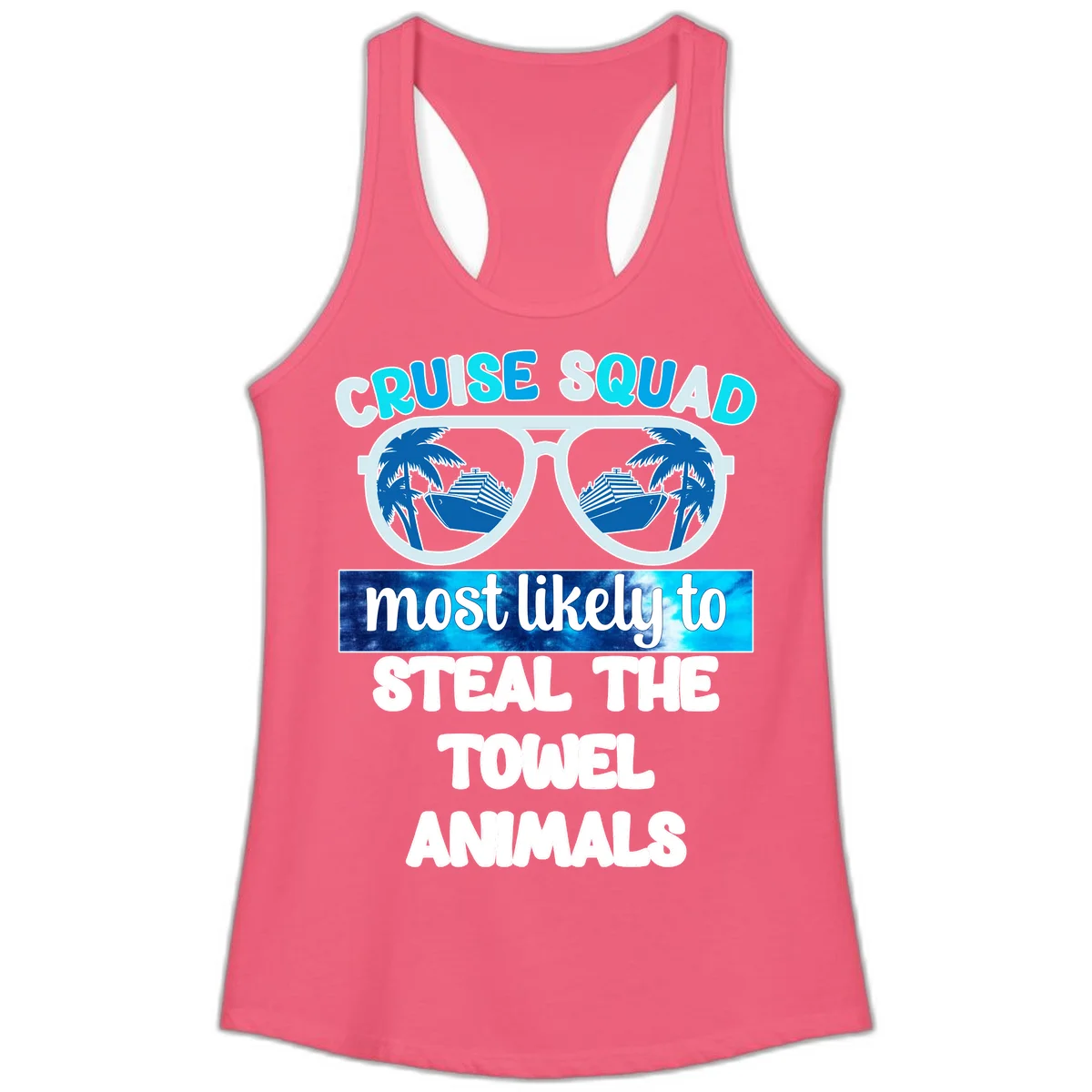 Cruise Squad Towel Thieves Ladies Tank in Hot Pink