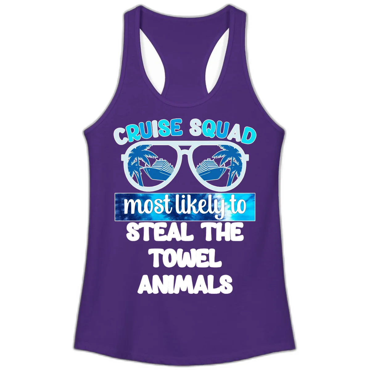 Cruise Squad Towel Thieves Ladies Tank in Solid Purple Rush