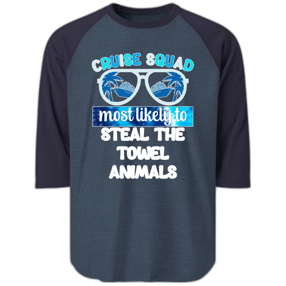 Cruise Squad Towel Thieves Raglan 3/4 in Heather Denim Navy