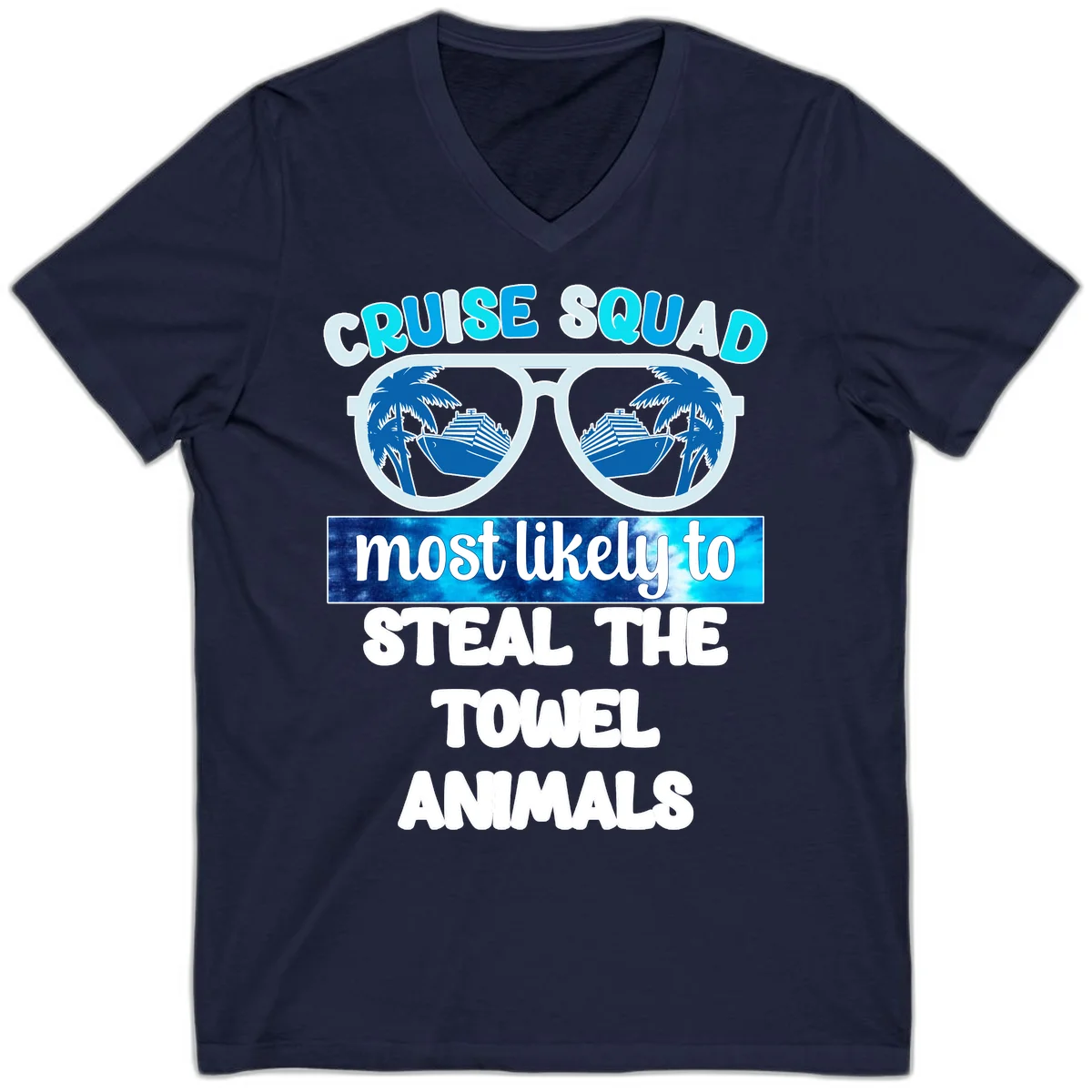 Cruise Squad Towel Thieves V-Neck in Navy