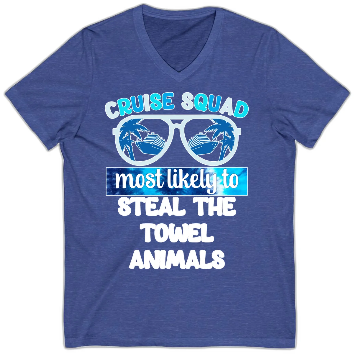 Cruise Squad Towel Thieves V-Neck in Heather True Royal