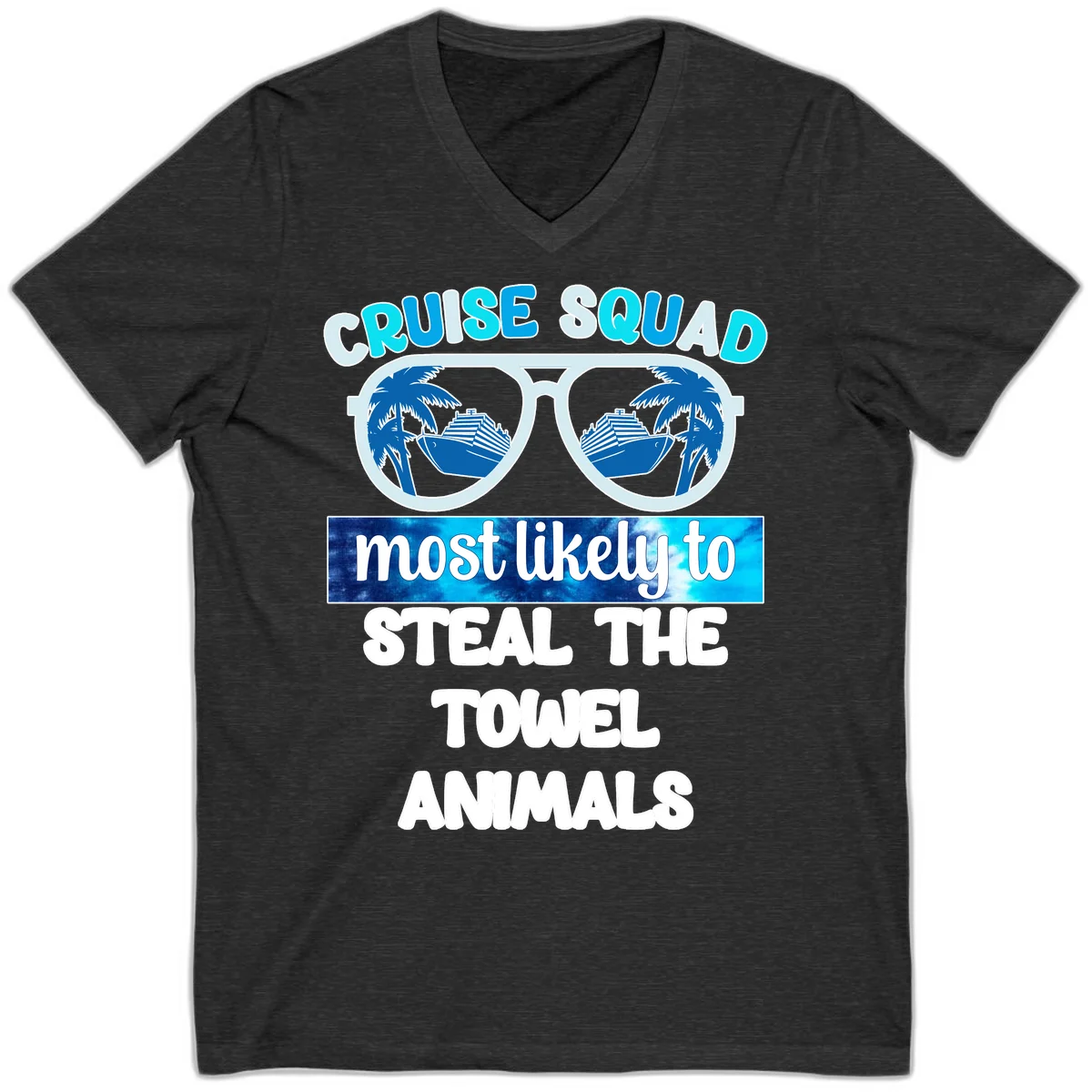 Cruise Squad Towel Thieves V-Neck in Dark Grey Heather