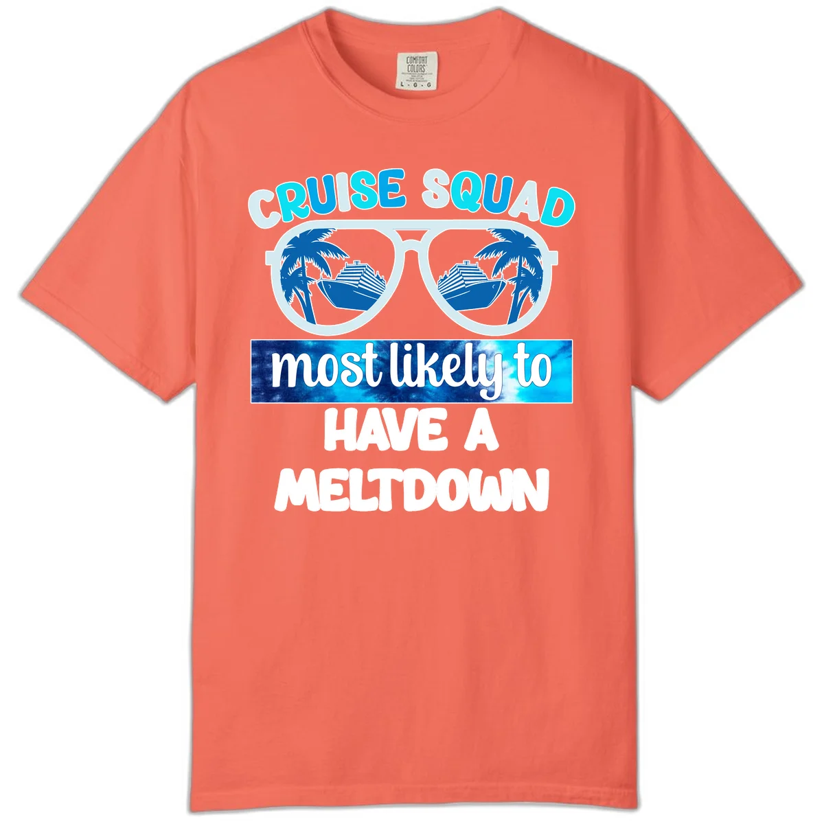 Cruise Squad Meltdown Comfort Color T-Shirt in Bright Salmon