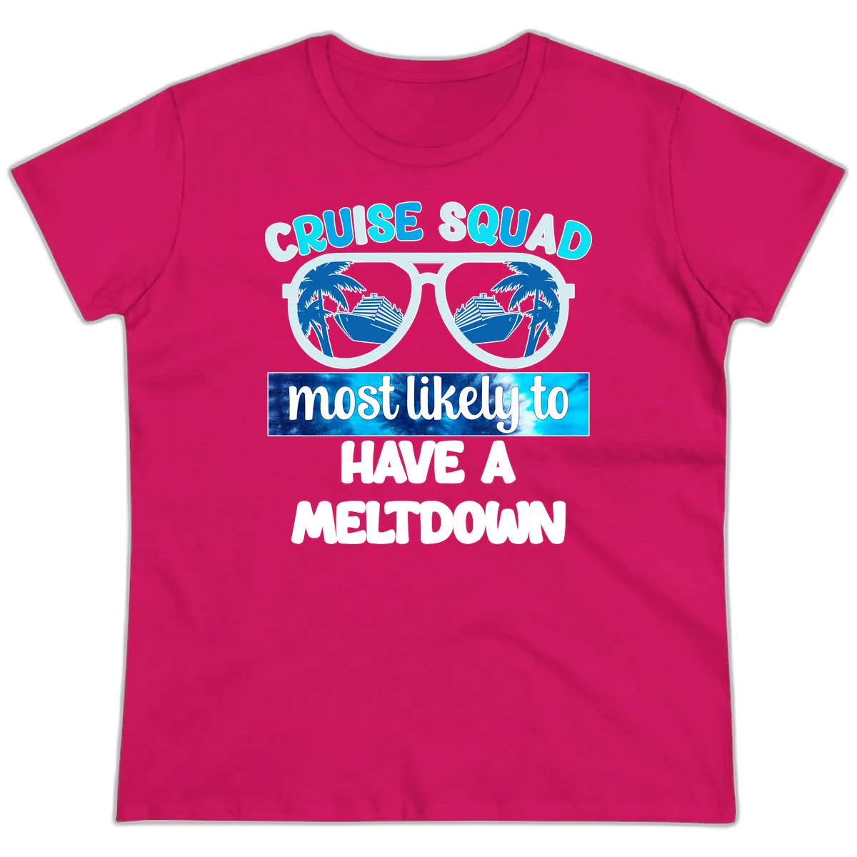 Cruise Squad Meltdown Ladies Tee in Heliconia