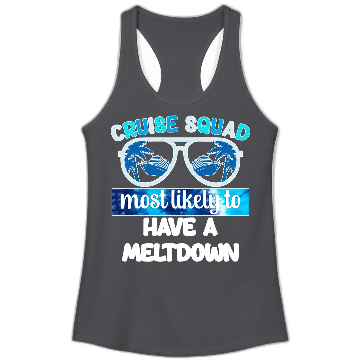 Cruise Squad Meltdown Ladies Tank Top in Solid Dark Gray