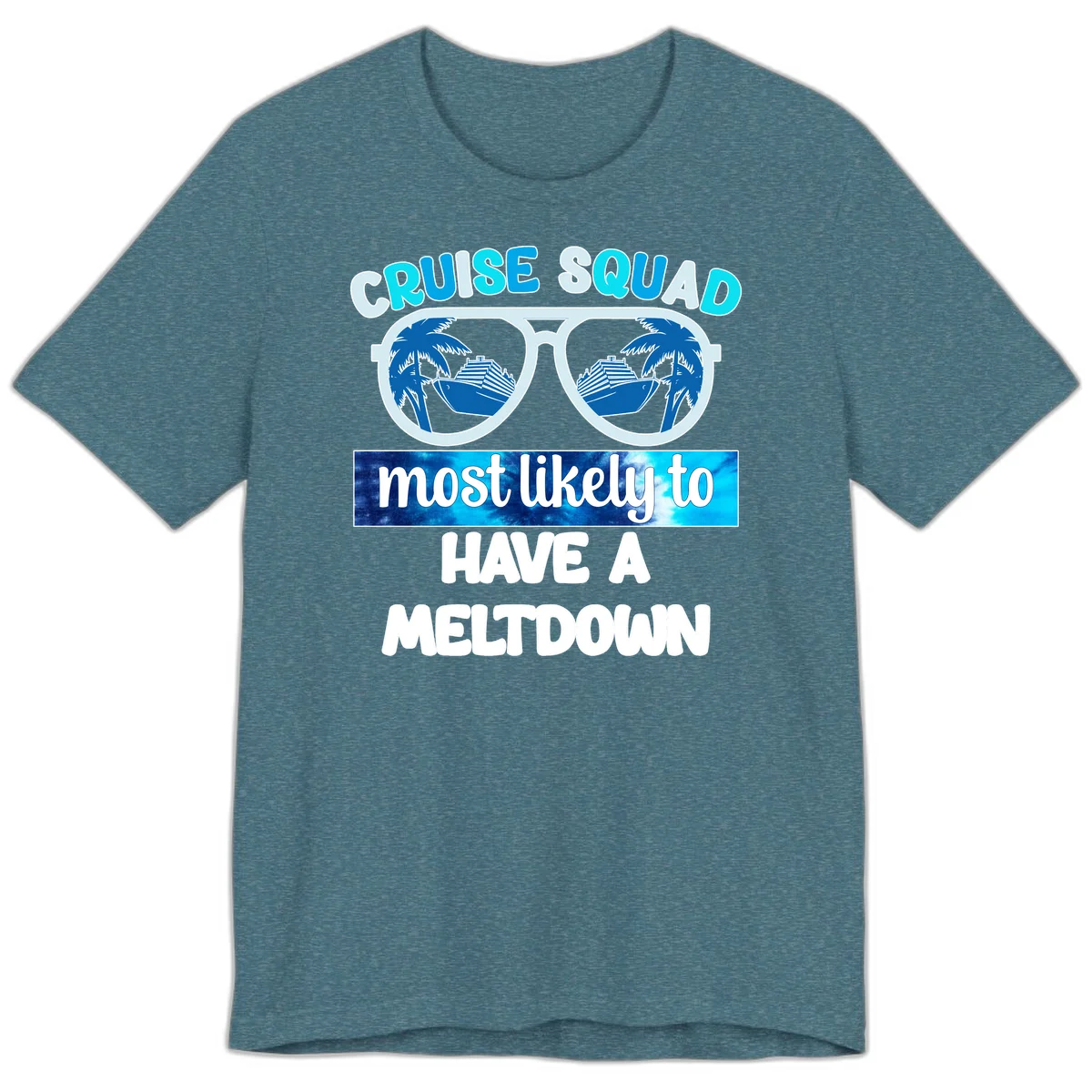 Cruise Squad Meltdown Premium T-Shirt in Heather Deep Teal