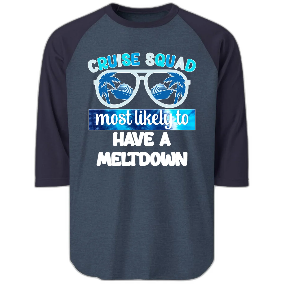 Cruise Squad Meltdown Raglan 3/4 Sleeve in Heather Denim Navy