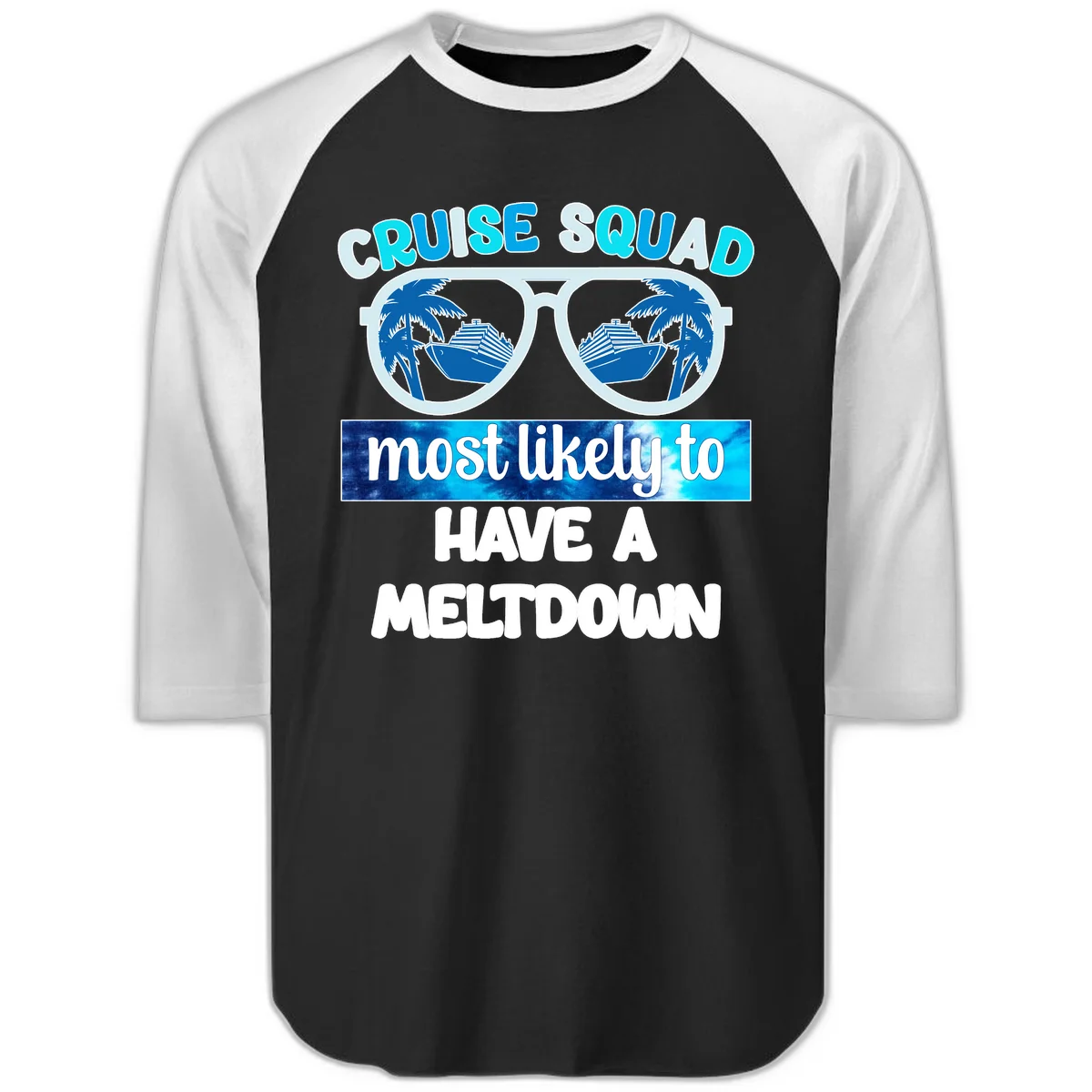 Cruise Squad Meltdown Raglan 3/4 Sleeve in Black White