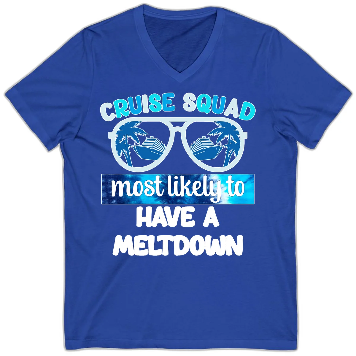 Cruise Squad Meltdown V-Neck Tee in True Royal