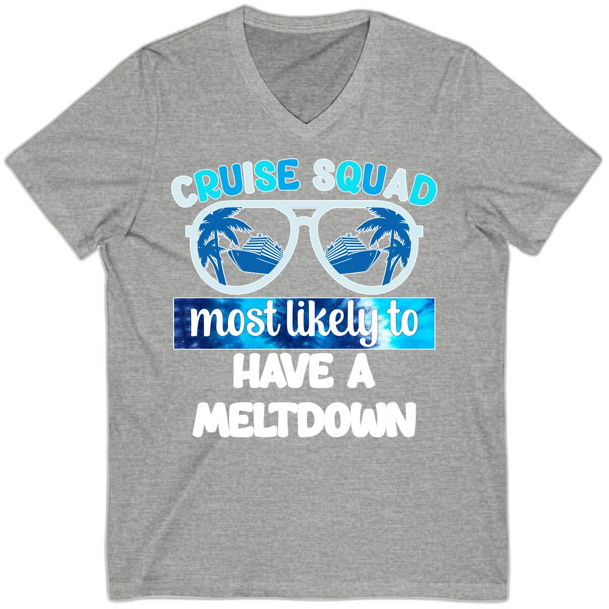 Cruise Squad Meltdown V-Neck Tee in Athletic Heather
