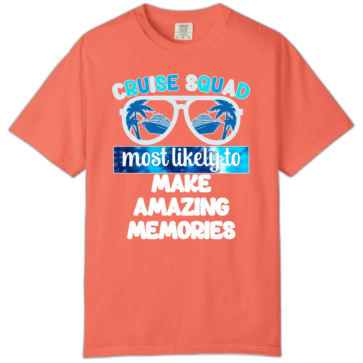 Cruise Squad Amazing Memories Comfort Color Tee in Bright Salmon
