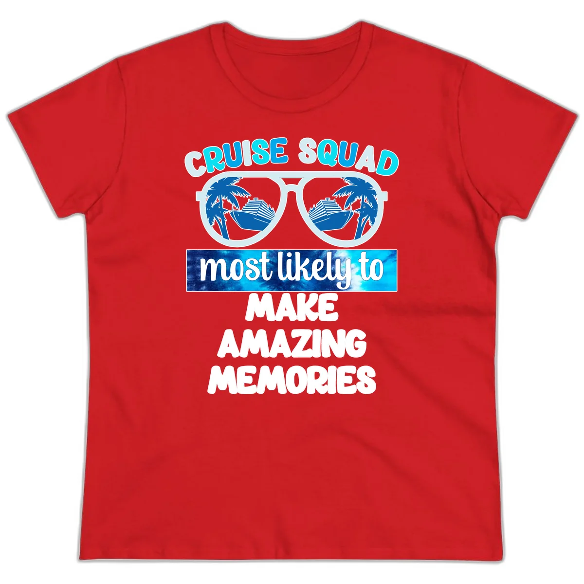 Cruise Squad Amazing Memories Ladies Tee in Red