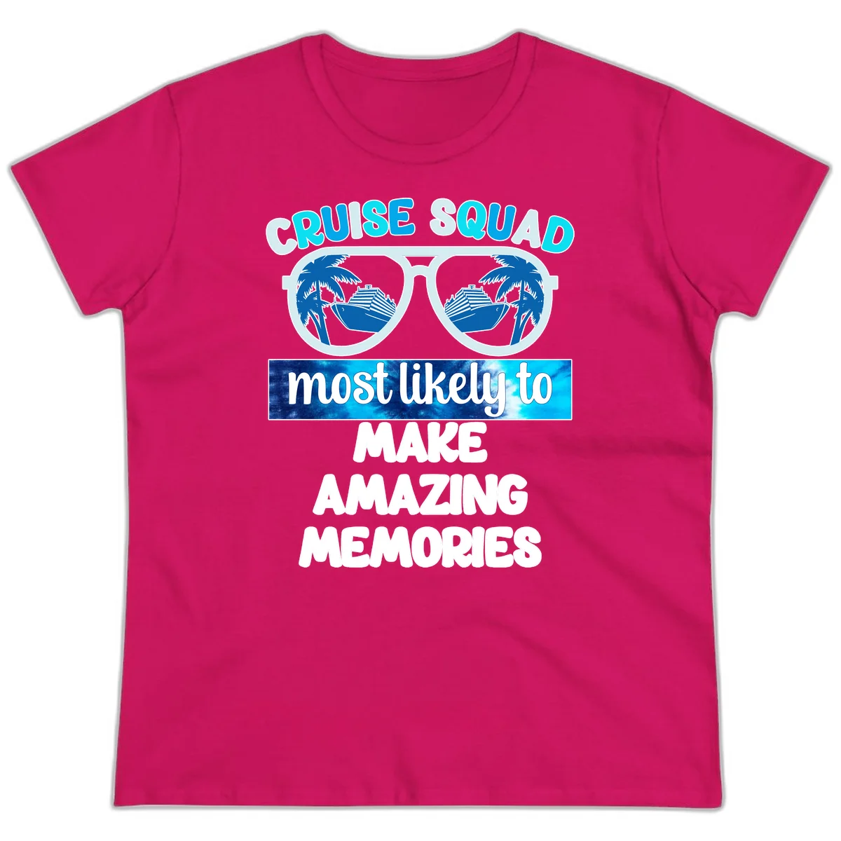 Cruise Squad Amazing Memories Ladies Tee in Heliconia